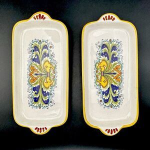 Vintage Ceramica Nova Deruta Italy Majolica Serving Trays Set 2 Hand Painted